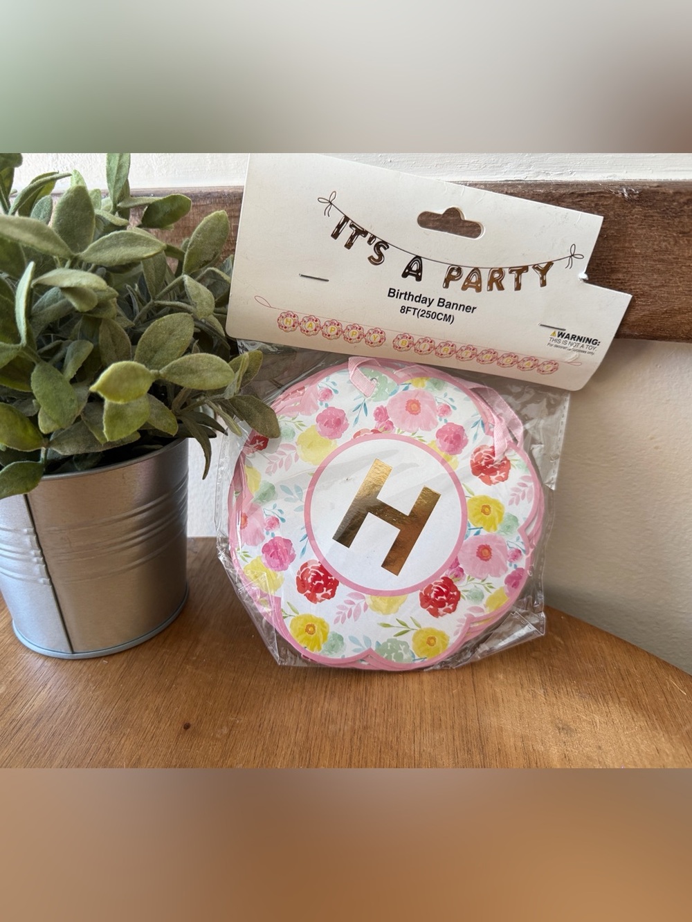 Hobby Lobby Floral Pink Gold 'H' Birthday Banner